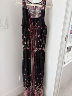 Joie Black Maxi Dress with Red & White Floral Print